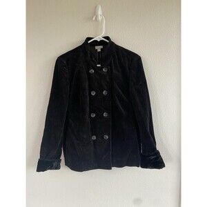 J Jill Coat Women M Heritage Tumbled Cord Barn Chore Jacket Black Double Breast